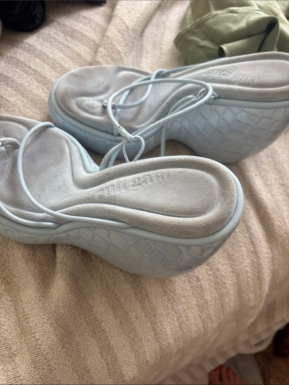 Platform Strappy Sandals in Light Blue by Cult Gaia